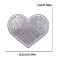 Silver glitter heart embroidery patch with sequins and white border for DIY clothing - Large (6.2x5cm) / Silver