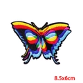 Colorful butterfly embroidery patch for DIY kids clothing, size 8.5x6cm with adhesive back - Colorful Butterfly Embroidery Style (PE7662CT)