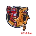 Detailansicht Roboter-Dinosaurier Stickerei-Aufnäher mit Maßen 8,7x8,5cm für Kleidung - Roboter auf Dinosaurier Stil (PE9205CT)