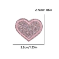 Pink glitter heart embroidery patch with sequins and precise size dimensions - Small (3.2x2.7cm) / Mixed Pink