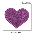 Purple glitter heart embroidery patch with sequin finish for clothing and hats - Large (6.2x5cm) / Purple
