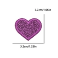 Purple glitter heart embroidered patch with dimensions 3.2cm for hats and bags - Small (3.2x2.7cm) / Purple