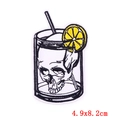 Skull cocktail glass embroidered patch with lemon slice, iron-on DIY patch 4.9x8.2cm - Skeleton In Glass Style (PE6449CT)