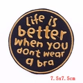 Écusson brodé rond noir et or avec citation, accessoire DIY de 7,5 cm pour vêtements - Écusson à Support Adhésif / Slogan Or Noir (PE6091CT)