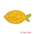 Lemon shape embroidery patch with Easy Peasy Lemon Squeezy text in yellow finish - Lemon Shape (PE6367CT) / 9.1x4.5cm