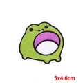 Cartoon kikker geborduurde strijkpatch voor kleding, groene patch maat 5x4.6cm - Cartoon Kikker Stijl (PE6896CT)