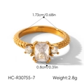 Detailed view of the 0.8cm rectangular zircon on a gold-plated twisted band. - Twist Rectangle Zirconia Style (HC-R30755)