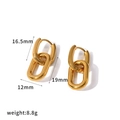 Minimalist 18k gold plated stainless steel double link hoop earrings for daily wear - U-Shaped Link Style / Gold (TE60744-G)