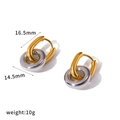 Two-tone stainless steel hoop earrings details, size 16.5mm x 14.5mm, weight 10g - Double Ring Nested Style / Two-Tone Gold & Silver (TE60614-M)