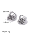 Detailed size measurements for stainless steel double loop U-shape hoop earrings. - Double Ring Nested Style / Silver (TE60614-S)