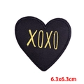 Écusson brodé cœur noir avec lettres XOXO jaunes en taille 6,3x6,3cm - Cœur Noir XOXO (PE7326CT)