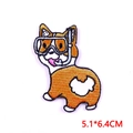 Close-up of a diving corgi embroidery patch with scuba mask and detailed dimensions - Diving Corgi (PE6992CT) / 5.1x6.4cm