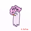 Ghost embroidery patch with High Til I Die text for DIY clothing, 4.5x7cm size - Smoking Ghost Style (PE6170CT)