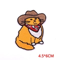 Cartoon orange cat embroidery patch with cowboy hat and red scarf DIY badge 4.5x6cm - Cowboy Cat (PE6993CT) / 4.5X6CM