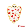 Détail écusson brodé fantôme avec cœurs rouges et lunettes noires, 4,7x6cm - Fantôme Cœur Avec Lunettes (PE8268CT)