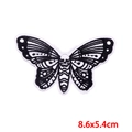 Black and white butterfly skull embroidered patch DIY sticker for clothes, 8.6x5.4cm size - Black and White Skull Butterfly Style (PE7663CT)