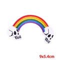 Punk Regenbogen und Totenkopf Stickerei Aufbügler für DIY Kleidung 9x5.4cm - Regenbogen Totenkopf Stil (PE7142CT)