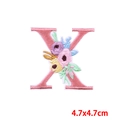 Close-up of letter X embroidery patch with colorful floral design 4.7x4.7cm size - Letter X (PE7615CT-X)