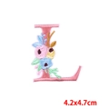Floral letter L embroidery patch with pink background and colorful flower DIY motifs - Letter L (PE7615CT-L)
