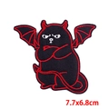 Embroidered black devil cat patch with red horns and wings, DIY 7.7x6.8cm size - Devil Cat (PE7362CT)