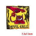 7.3x7.3cm embroidered devil call telephone patch for DIY jackets and clothing - Devil Call Phone (PE7381CT)
