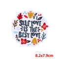 Bunter Blumen Stickaufnäher mit Self Love Is The Best Love Spruch, 8.2x7.9cm - Self Love Is The Best Love (PE7932CT) / 8.2x7.9cm