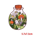 Toppa ricamata con fungo e coniglio in barattolo di vetro, dimensioni 5.7x7.3cm - Stile Coniglio Fungo in Bottiglia (PE7927CT)