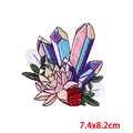 Toppa ricamata fungo cristallo e fiore con retro adesivo per vestiti 7.4x8.2cm - Stile Floreale in Cristallo (PE7928CT)
