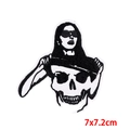 Punk style skull woman embroidered patch for clothes with 7x7.2cm dimensions - Reveal Skull Face (PE8111CT)