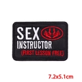 Punk skull style rectangle embroidered patch with footprints, size 7.2x5.1cm for jackets - Suggestive Footprint Okay (PE8537CT)