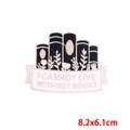 Embroidered book lover patch with flowers and quote, size 8.2x6.1cm for DIY jackets - Books Combination (PE7387CT)