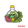 Parche bordado de rana en tarro para ropa, parche decorativo DIY de 6x5,8cm - Rana En Botella (PE8328CT)