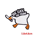 Embroidered goose meme patch with Be Gay Do Crime slogan and orange details - Goose With Knife Be Gay Do Crime (PE8277CT)