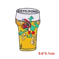 Cartoon frog diving in beer mug embroidery patch for Oeteldonk Carnival, size 9.6x5.1cm - Diving Beer Frog Style (PE8542CT)