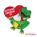Cartoon frog embroidery patch with Oeteldonk heart for carnival clothes DIY, 9.5x8.8cm - Smiling Frog with Heart Style (PE8549CT)