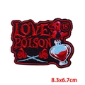 Écusson brodé Love Poison avec roses rouges et fiole, 8,3x6,7 cm pour vêtements DIY - Style Love Poison Rose B (PE7622CT)