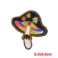 Pilz-Stickaufnäher mit Regenbogenfarben und goldenem Rand, Größe 6,4x6,6 cm - Fantasie-Pilz (PE8438CT)