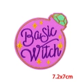 Basic Witch Stickaufpatch mit lila Kreis und Sternen, Größe 7,2x7cm für Kleidung - Lila Runde Basic Witch (PE8442CT)