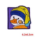 Cartoon-Ente Mädchen mit dem Perlenohrring Stickerei Aufnäher für Kleidung, 6,2x6,2cm - Mädchen mit dem Perlenohrgehänge Ente (PE8311CT)