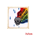 Skull and rainbow embroidered patch with Smile Friend quote, square size 7x7cm - Rainbow Skull Stamp Style (PE7694CT)