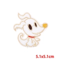 Écusson brodé chien fantôme avec bordure dorée 5.1x5.1cm pour vêtements DIY - Chien Fantôme Zero (PE8125CT)