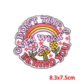 Round embroidered rainbow mushroom patch with inspirational quote for DIY clothing - Rainbow Mushroom Style (PE9110CT)
