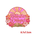 Detailed texture of Kindness is Magic mushroom embroidery patch with floral accents - Sun Mushroom Style (PE9111CT)
