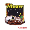 Bestickter Catch Meow Katzenaufnäher mit Punk-Stern-Motiv für DIY-Projekte - Katzen Magiezirkel Stil (PE9206CT)