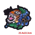 Bestickter Tiger-Aufnäher mit blauen Pfingstrosen und grünen Blättern für DIY Kleidung - Tiger Pfingstrose Stil (DB0928CT)