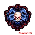 Großer Drachen- und Totenkopf-Stickaufnäher für Jeansjacken, Größe 26,6x26,1cm - Doppeldrache Totenkopf Stil (DB0929CT)
