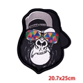 Large 20.7x25cm embroidered gorilla patch with sunglasses for denim jacket DIY - Gorilla with Cap and Sunglasses (DB0932CT)