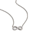 Minimalist infinity pendant necklace with sparkling crystal accents in silver finish. - Necklace / Steel