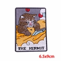 Cat tarot the hermit embroidered patch with knife and broken heart design for clothing - The Hermit Cat (PE9417CT)