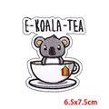 Detailed close-up of a koala in a tea cup embroidered patch with E-KOALA-TEA pun text - Teacup Koala (PE8722CT)